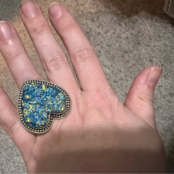 Sterling silver blue heart ring - Picture 2 of 3